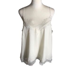 LOFT white lace trim camisole tank top Sz Large NWT